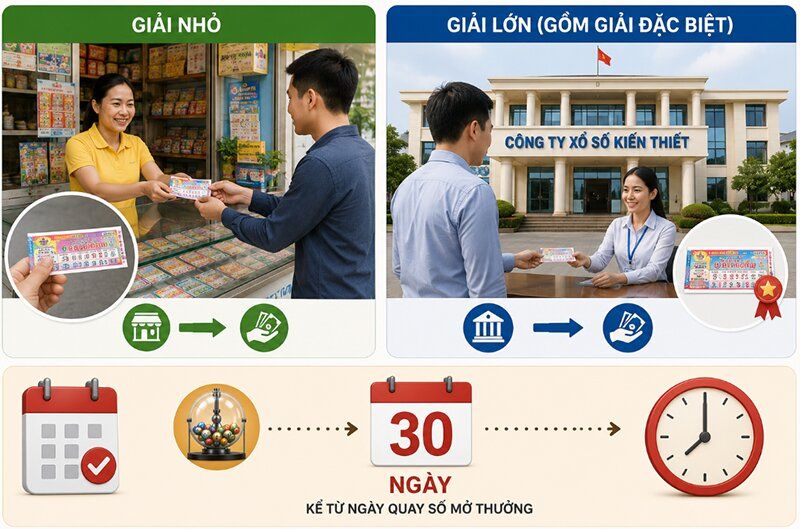 Nhận thưởng xổ số truyền thống ở đâu