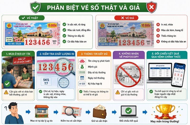 Cách phân biệt vé số thật và giả