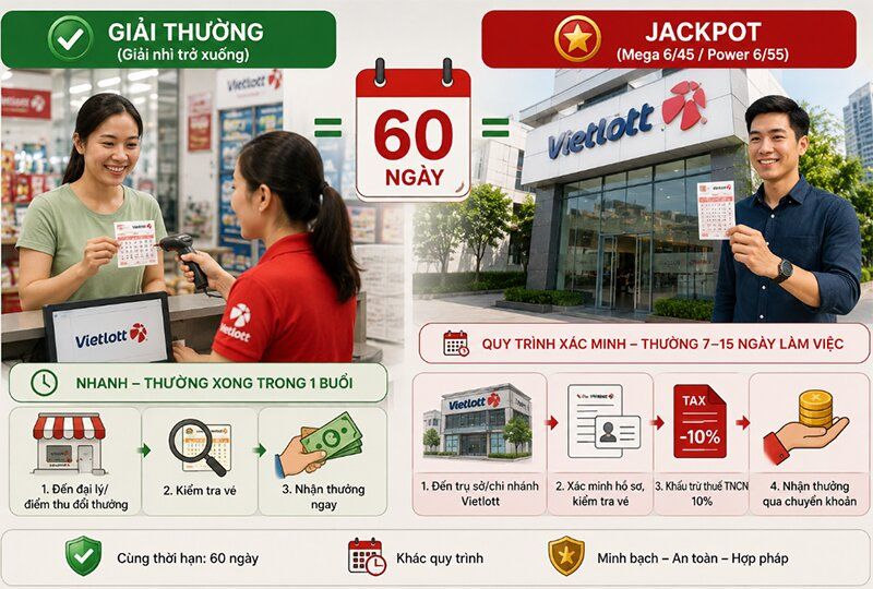 Thời hạn nhận thưởng xổ số là bao nhiêu ngày