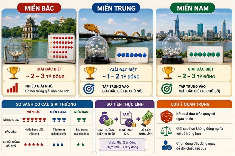 Cơ cấu giải xổ số 3 miền