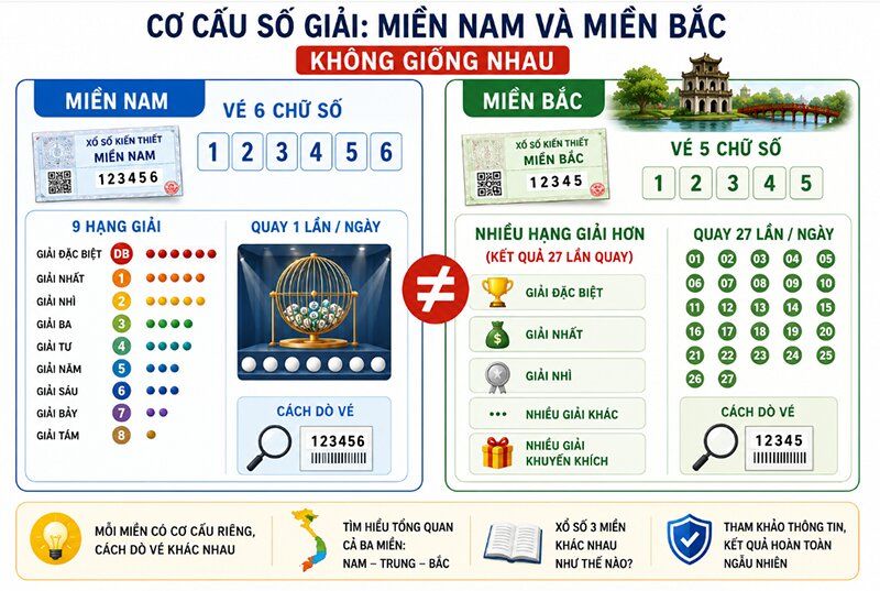 Cơ cấu số giải miền Nam và miền Bắc